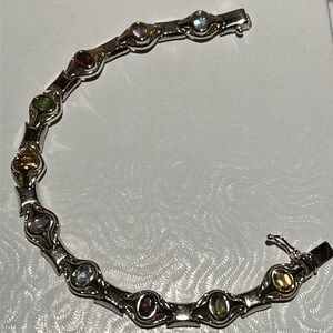 14k gold vintage gemstone bracelet 7 inches